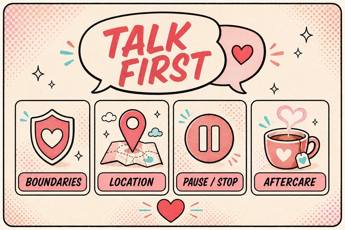Piss play consent checklist covering boundaries, location, stop signals and aftercare